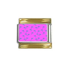 Pink And Blue, Cute Dolphins Pattern, Animals Theme Gold Trim Italian Charm (9mm) by Casemiro