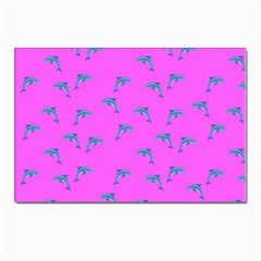 Pink And Blue, Cute Dolphins Pattern, Animals Theme Postcard 4 x 6  (pkg Of 10) by Casemiro