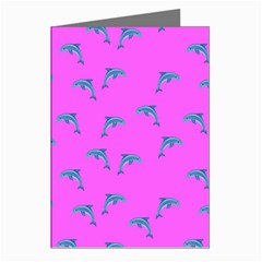 Pink And Blue, Cute Dolphins Pattern, Animals Theme Greeting Cards (pkg Of 8)