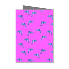 Pink And Blue, Cute Dolphins Pattern, Animals Theme Mini Greeting Cards (pkg Of 8)