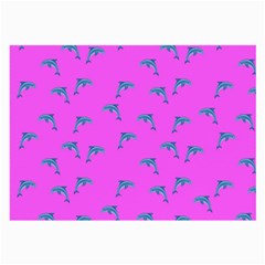 Pink And Blue, Cute Dolphins Pattern, Animals Theme Large Glasses Cloth (2 Sides) by Casemiro