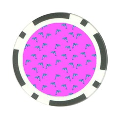 Pink And Blue, Cute Dolphins Pattern, Animals Theme Poker Chip Card Guard (10 Pack) by Casemiro