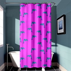 Pink And Blue, Cute Dolphins Pattern, Animals Theme Shower Curtain 36  X 72  (stall)  by Casemiro