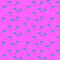 Pink And Blue, Cute Dolphins Pattern, Animals Theme Play Mat (square) by Casemiro