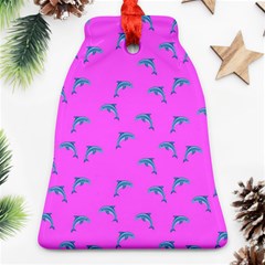 Pink And Blue, Cute Dolphins Pattern, Animals Theme Ornament (bell)