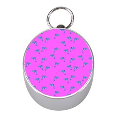 Pink And Blue, Cute Dolphins Pattern, Animals Theme Mini Silver Compasses by Casemiro