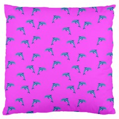 Pink And Blue, Cute Dolphins Pattern, Animals Theme Standard Flano Cushion Case (two Sides) by Casemiro