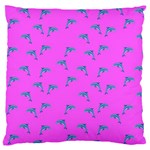 Pink and blue, cute dolphins pattern, animals theme Large Flano Cushion Case (Two Sides) Front