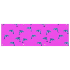 Pink And Blue, Cute Dolphins Pattern, Animals Theme Banner And Sign 9  X 3  by Casemiro