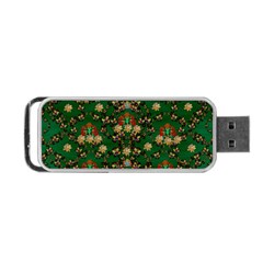 Ganesh Elephant Art With Waterlilies Portable Usb Flash (one Side) by pepitasart