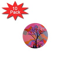 Tree Landscape Abstract Nature Colorful Scene 1  Mini Magnet (10 Pack)  by danenraven