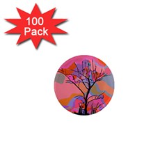 Tree Landscape Abstract Nature Colorful Scene 1  Mini Magnets (100 Pack)  by danenraven