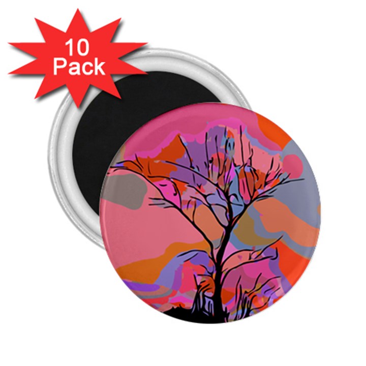 Tree Landscape Abstract Nature Colorful Scene 2.25  Magnets (10 pack) 