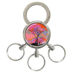 Tree Landscape Abstract Nature Colorful Scene 3-ring Key Chain by danenraven