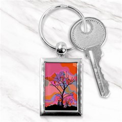 Tree Landscape Abstract Nature Colorful Scene Key Chain (rectangle) by danenraven