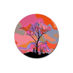 Tree Landscape Abstract Nature Colorful Scene Magnet 3  (round) by danenraven