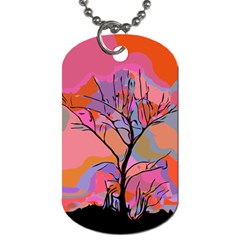 Tree Landscape Abstract Nature Colorful Scene Dog Tag (one Side) by danenraven