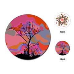 Tree Landscape Abstract Nature Colorful Scene Playing Cards Single Design (round) by danenraven