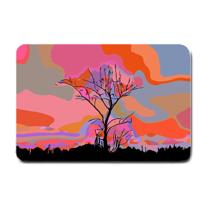 Tree Landscape Abstract Nature Colorful Scene Small Doormat