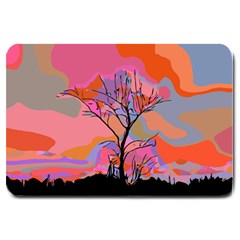 Tree Landscape Abstract Nature Colorful Scene Large Doormat by danenraven