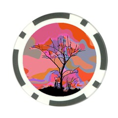 Tree Landscape Abstract Nature Colorful Scene Poker Chip Card Guard by danenraven