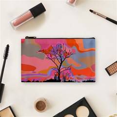 Tree Landscape Abstract Nature Colorful Scene Cosmetic Bag (small) by danenraven