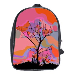 Tree Landscape Abstract Nature Colorful Scene School Bag (large) by danenraven