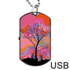 Tree Landscape Abstract Nature Colorful Scene Dog Tag Usb Flash (one Side) by danenraven