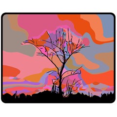 Tree Landscape Abstract Nature Colorful Scene Double Sided Fleece Blanket (medium)  by danenraven