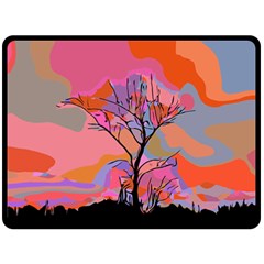 Tree Landscape Abstract Nature Colorful Scene Double Sided Fleece Blanket (large)  by danenraven