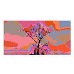 Tree Landscape Abstract Nature Colorful Scene Satin Shawl 45  X 80  by danenraven