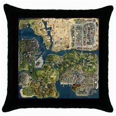 Map Illustration Grand Theft Auto Throw Pillow Case (Black)