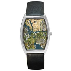 Map Illustration Grand Theft Auto Barrel Style Metal Watch