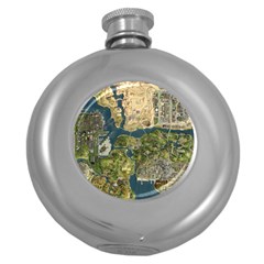 Map Illustration Grand Theft Auto Round Hip Flask (5 Oz) by danenraven