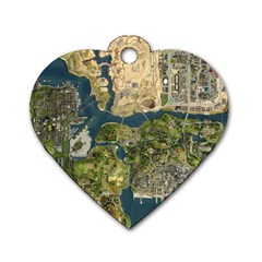 Map Illustration Grand Theft Auto Dog Tag Heart (One Side)