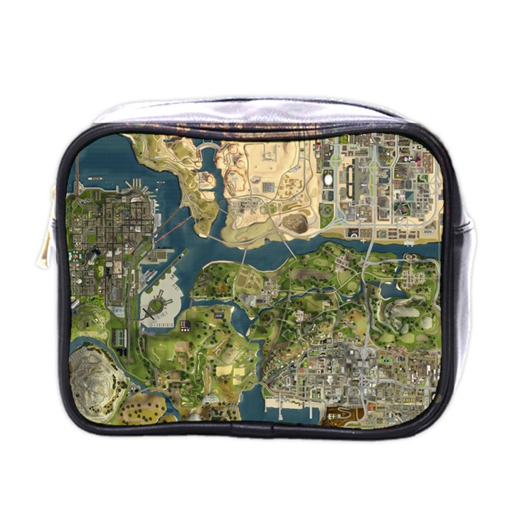 Map Illustration Grand Theft Auto Mini Toiletries Bag (One Side)