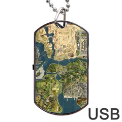 Map Illustration Grand Theft Auto Dog Tag USB Flash (One Side)