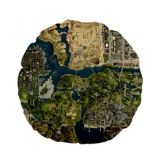 Map Illustration Grand Theft Auto Standard 15  Premium Round Cushions