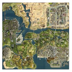 Map Illustration Grand Theft Auto Square Satin Scarf (36  x 36 )