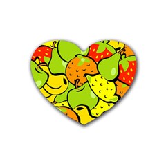 Fruit Food Wallpaper Rubber Coaster (heart) by Dutashop