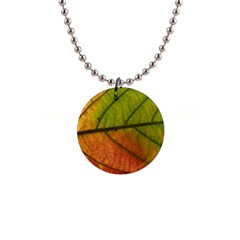 Leaf Autumn Fall Season Macro 1  Button Necklace by Wegoenart