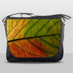 Leaf Autumn Fall Season Macro Messenger Bag by Wegoenart