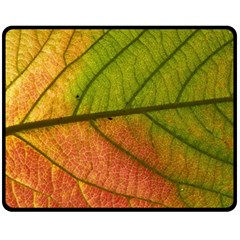 Leaf Autumn Fall Season Macro Double Sided Fleece Blanket (medium)  by Wegoenart