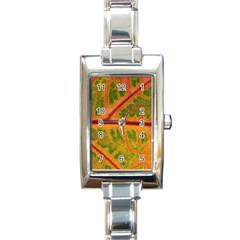 Leaf Veins Texture Autumn Fall Rectangle Italian Charm Watch by Wegoenart