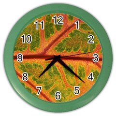 Leaf Veins Texture Autumn Fall Color Wall Clock by Wegoenart