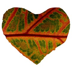 Leaf Veins Texture Autumn Fall Large 19  Premium Heart Shape Cushions by Wegoenart