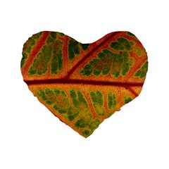 Leaf Veins Texture Autumn Fall Standard 16  Premium Flano Heart Shape Cushions by Wegoenart