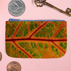 Leaf Veins Texture Autumn Fall Large Coin Purse by Wegoenart