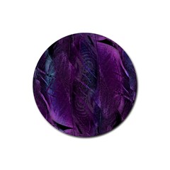 Feather Pattern Texture Form Rubber Round Coaster (4 Pack) by Wegoenart