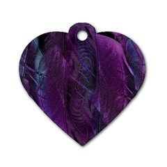 Feather Pattern Texture Form Dog Tag Heart (one Side) by Wegoenart